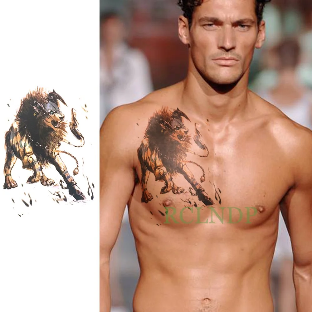 Sdrawing Temporary Tattoo Sticker Wolf Head Tribal Totem Design Pattern Fake Tatto Flash Tatoo Body Art for Girl Women Men