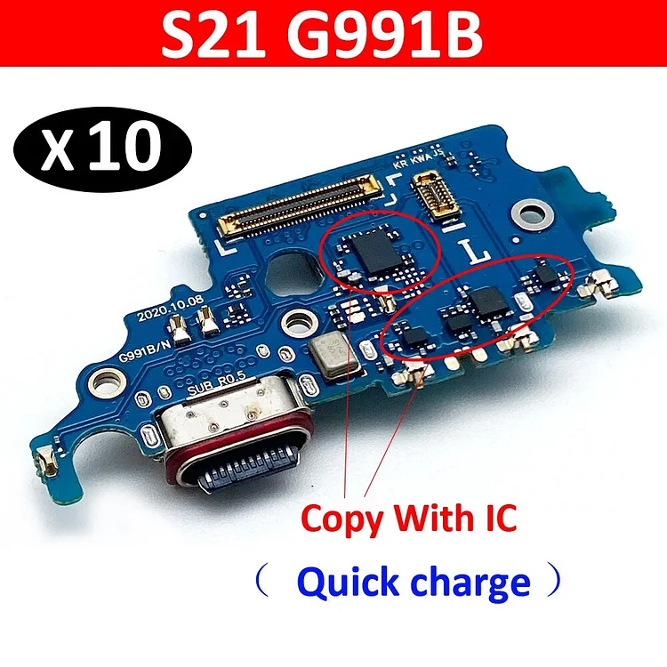 10Pcs/Lot, USB Charging Port Mic Microphone Dock Connector Board Flex Cable For Samsung S21 G991B Repair Parts