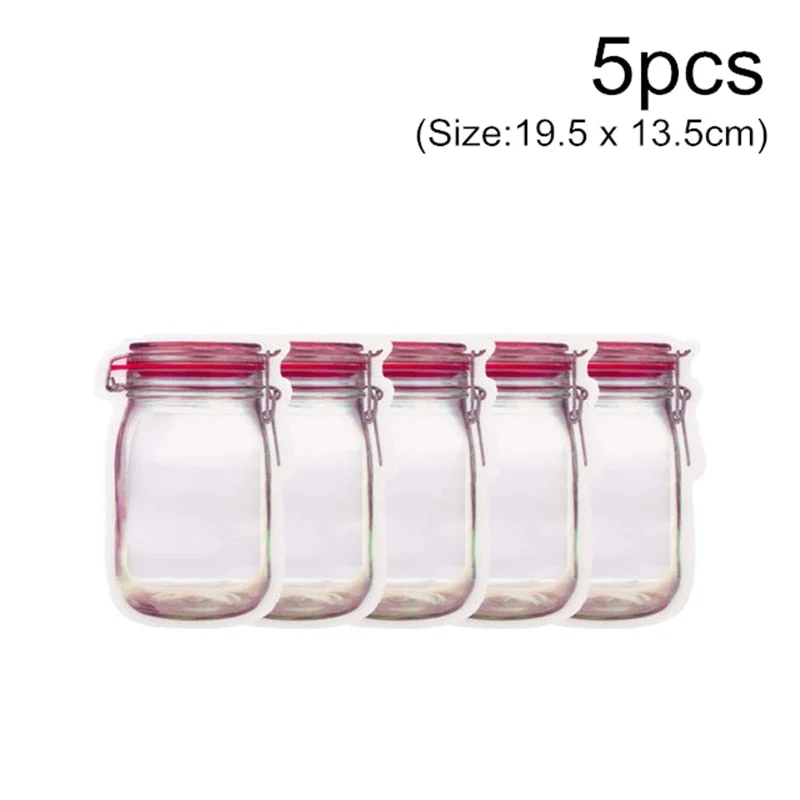 Reusable Food Storage Bags Mason Jar Bottles Bag Kitchen Organizer Nuts Candy Cookies Snack Seal Food Saver Storage Bags