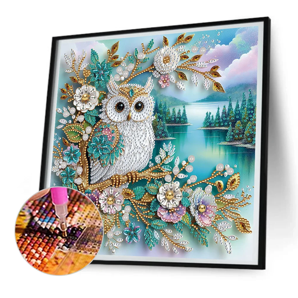 Diamond Painting - Partial Special Shaped Drill - Owl(Canvas|30*30cm)