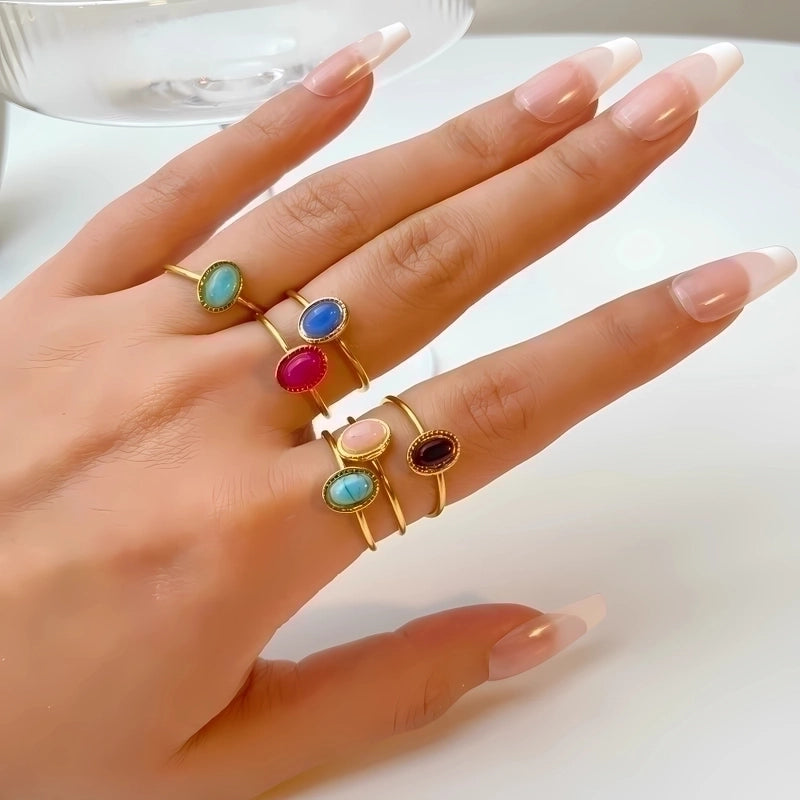 304 Stainless Steel 18K Gold Plated Minimalist Polishing Plating Geometric Adjustable Ring