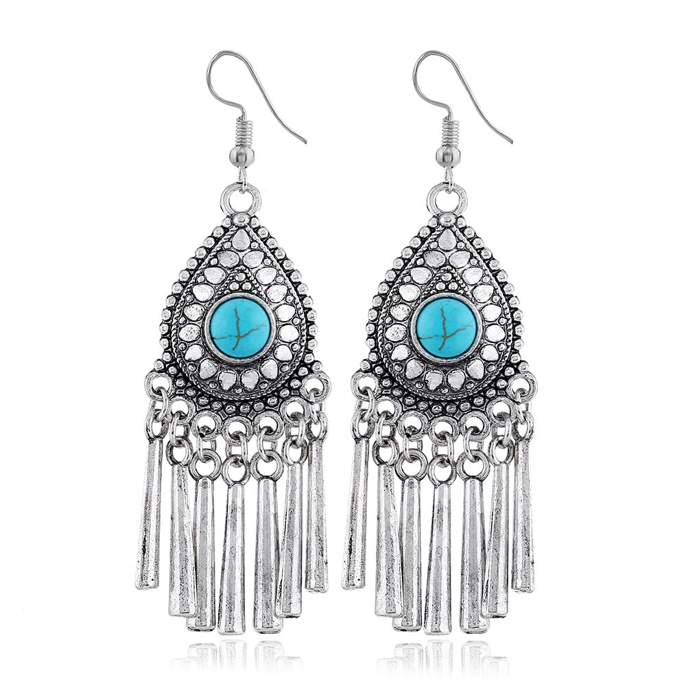 925 Pair of Round Bead Turquoise Earrings