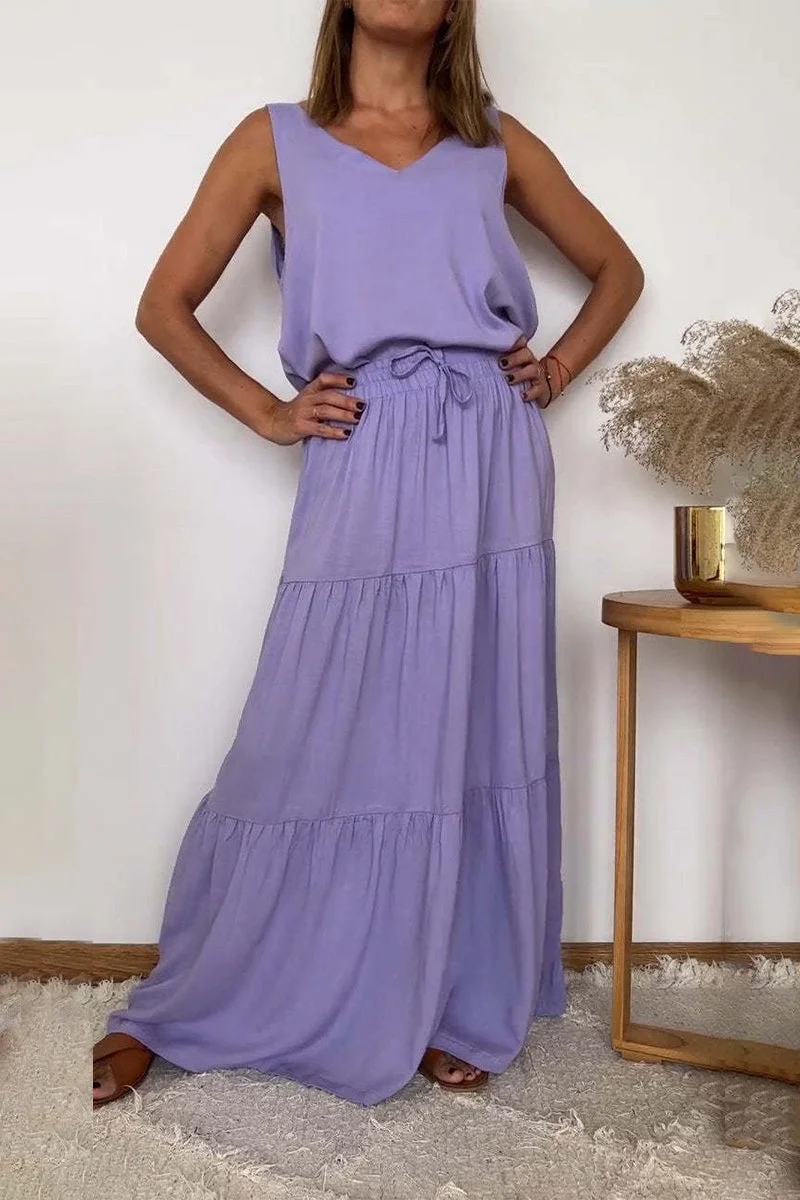 V Neck Sleeveless Two Pieces