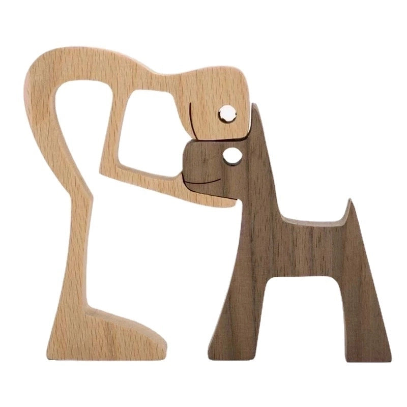 Pastoral Dog Wood Ornaments Artificial Decorations