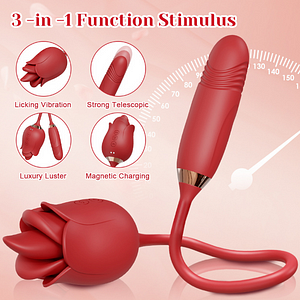 3-in-1 Mouth Kissing & Clitoral Licking Thrusting Vibrator Safe Body Silicone For women