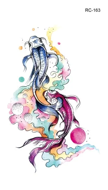 52 Kinds Watercolor Animals Fake Tattoos Temporary Cat Flamingo Wolf Whale Fox Butterfly Waterproof Tatto Stickers Small Size