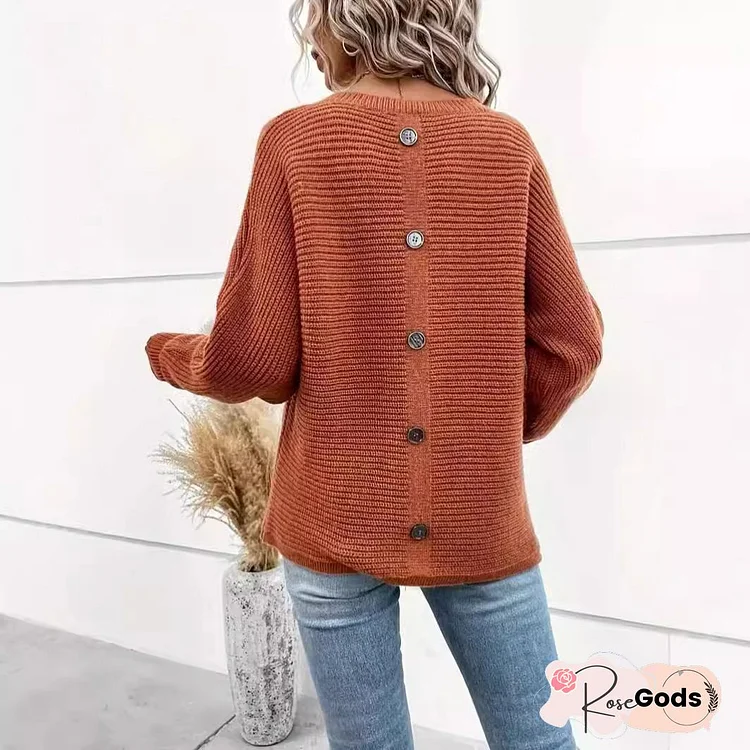 Solid Long Sleeve Cotton-Blend Sweater