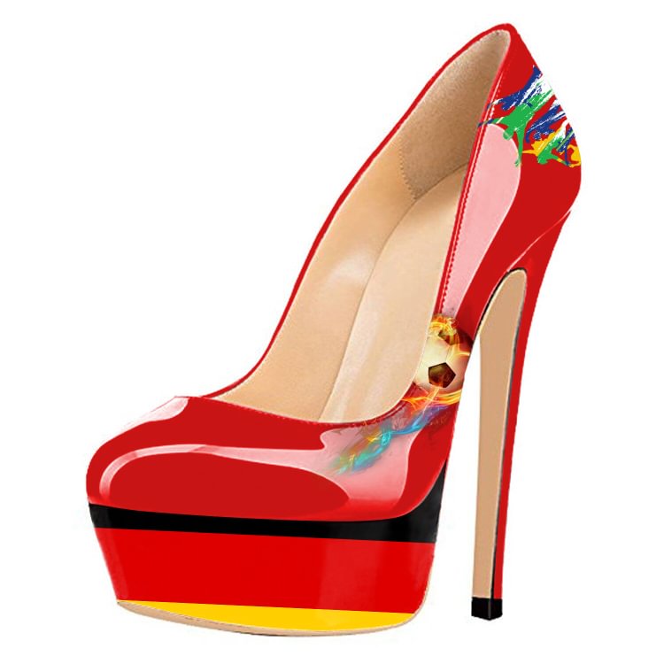 Germany Design Soccer Fans Heels Platform Heels Stiletto Heels Pumps |FSJ Shoes