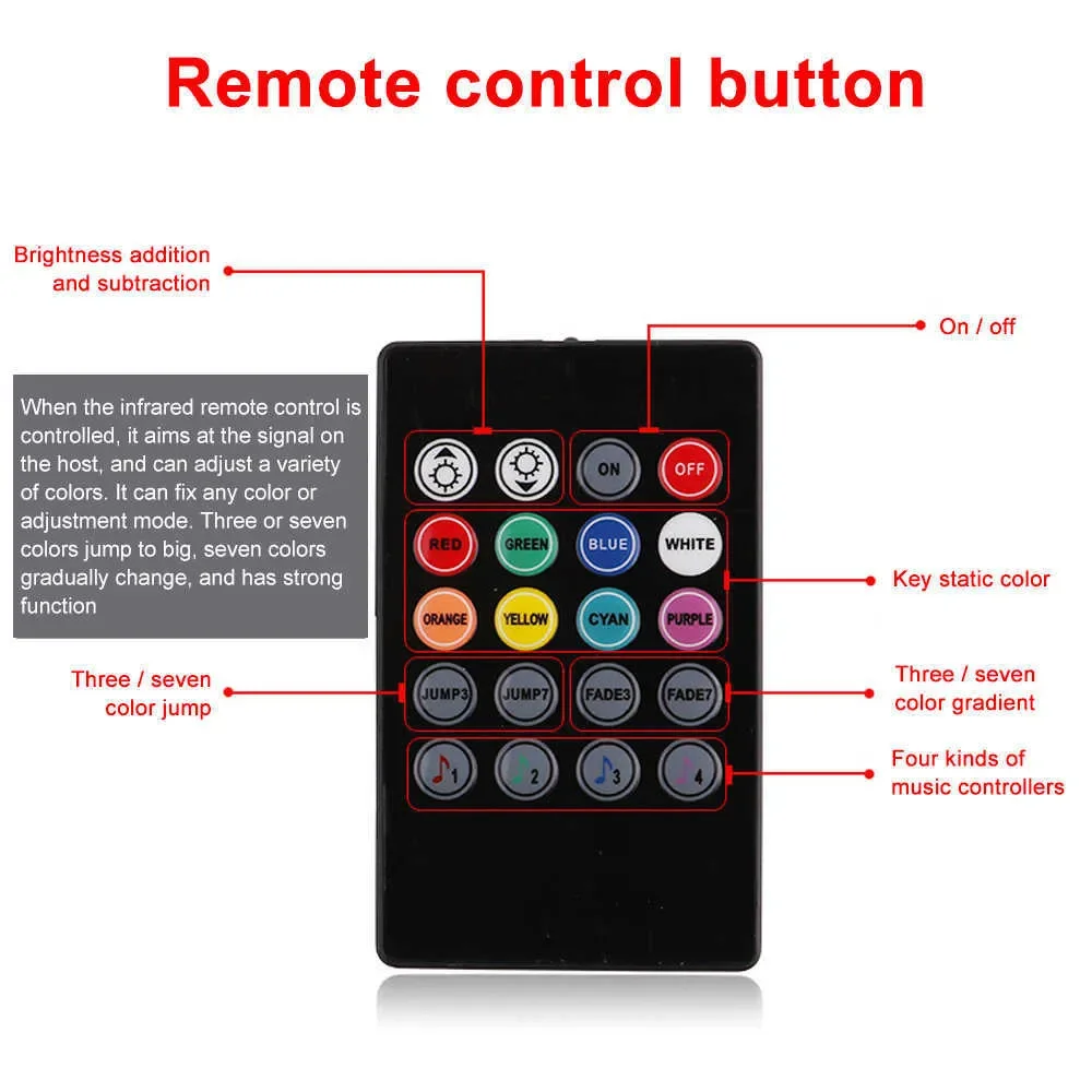 4 LED Car Interior Atmosphere Neon Light Strip Music Control RGB Car Accessories