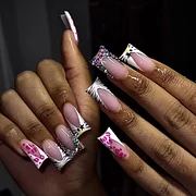 Summer Nails Inspo 2025 – 24pcs European Rhinestone Design Press on Nails French Duckbill shaped Fake Nails Full Cover Wearable Women False Nail Patch | Elinlin