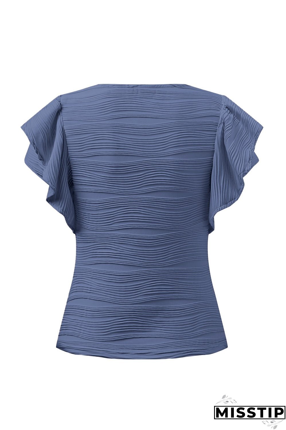 Textured Round Neck Cap Sleeve Top