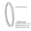 2 Lines of 2mm White Real Moissanite Diamond Solid 925 Silver Bangle Jewelry Fine Jewellery For Wedding