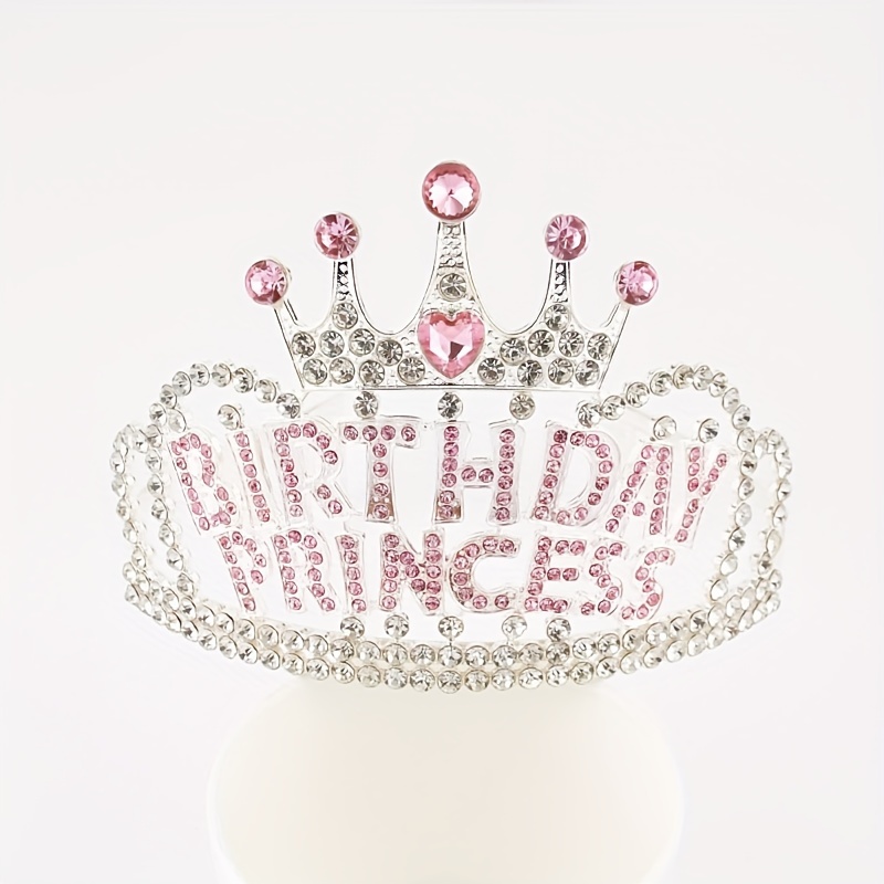 A Golden Hairband With White Diamonds For A Birthday Princess Letter Party Crown Hair Accessory