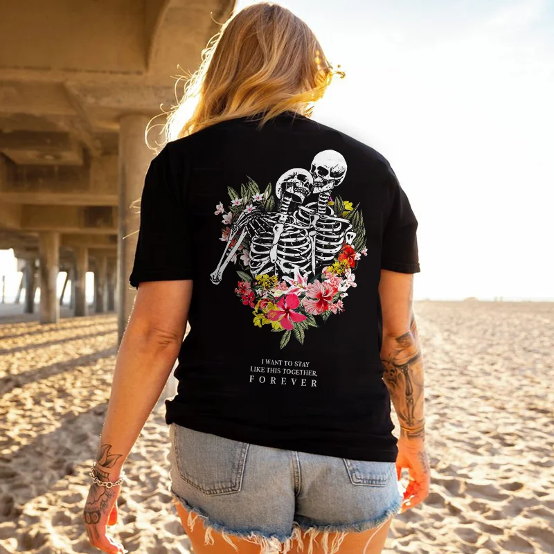 Bone Flower Printed Women's T-shirt -  