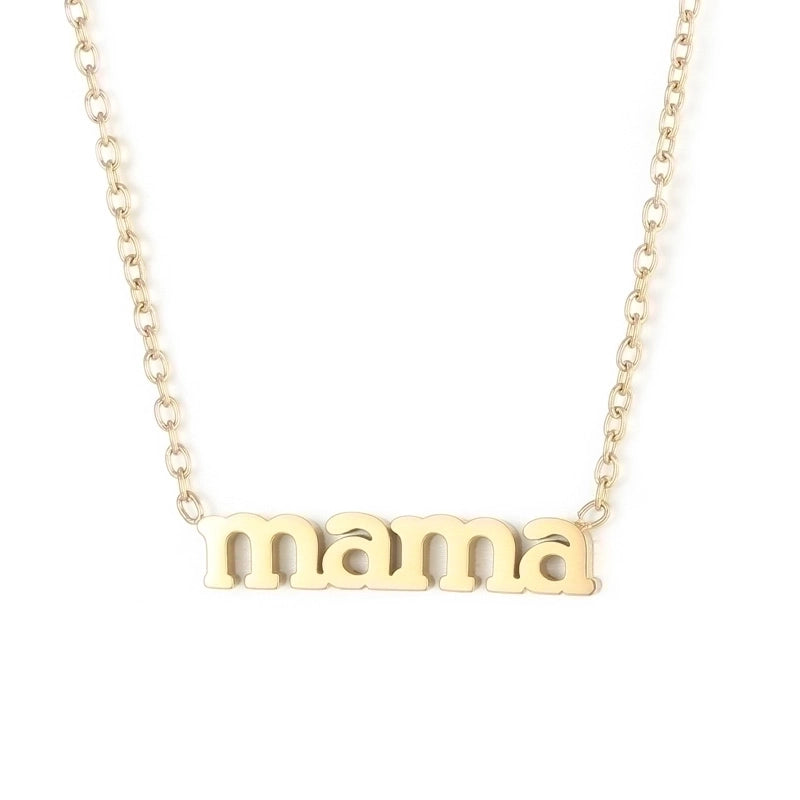 Stainless Steel 18K Gold Plated MAMA Minimalist Plating Solid Color Necklace
