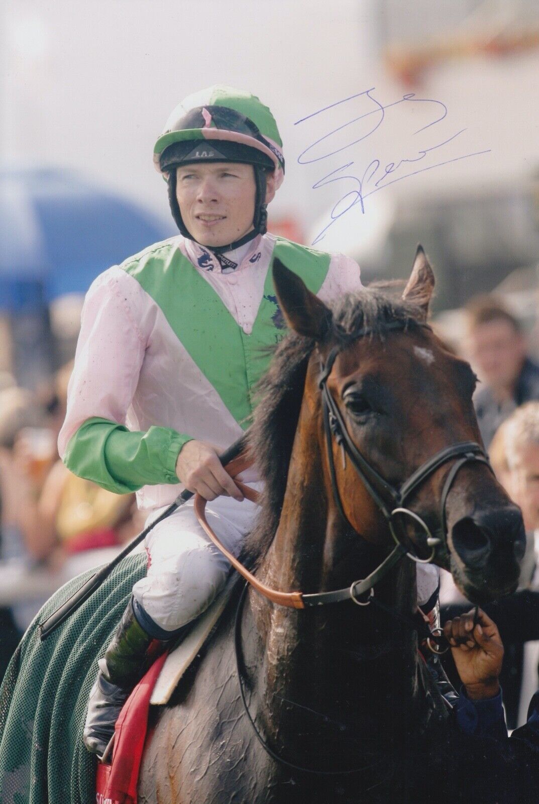 Jamie Spencer Hand Signed 12x8 Photo Poster painting - Horse Racing Autograph.