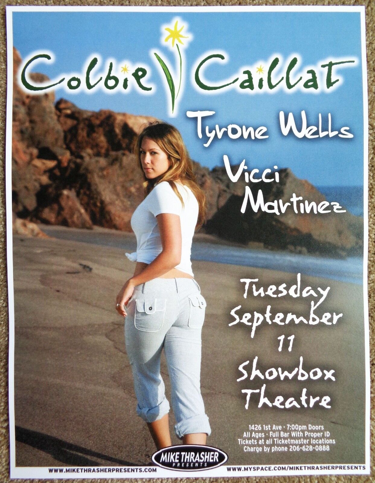 COLBIE CAILLAT 2007 Gig POSTER Seattle Washington Concert