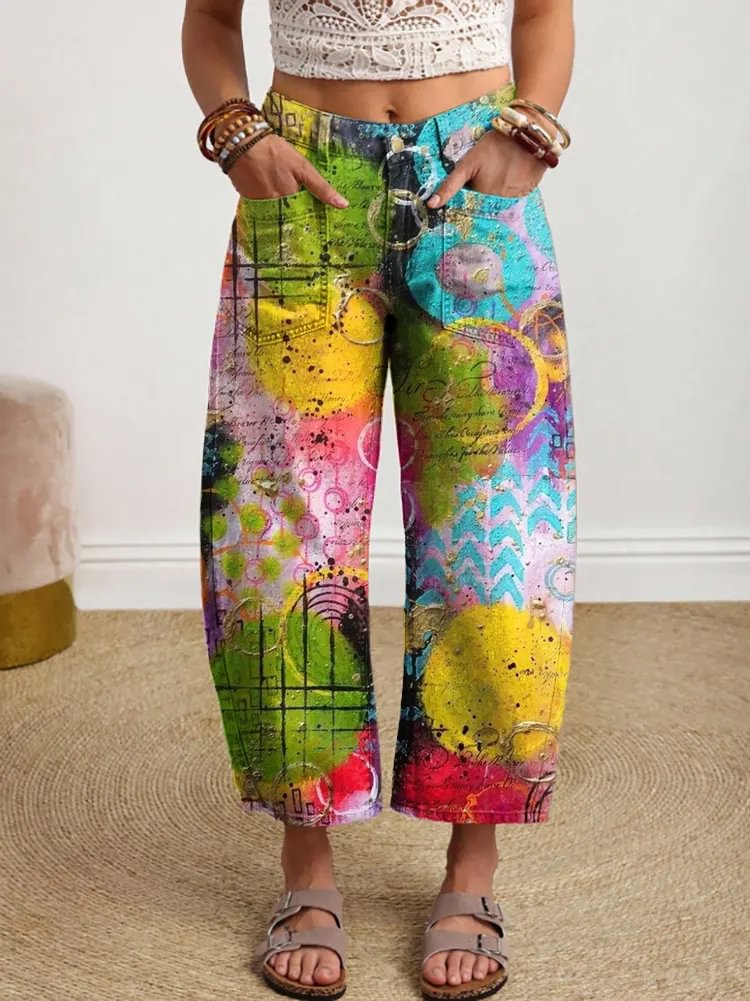 Women's Multi-color Patterned Art Print Jeans