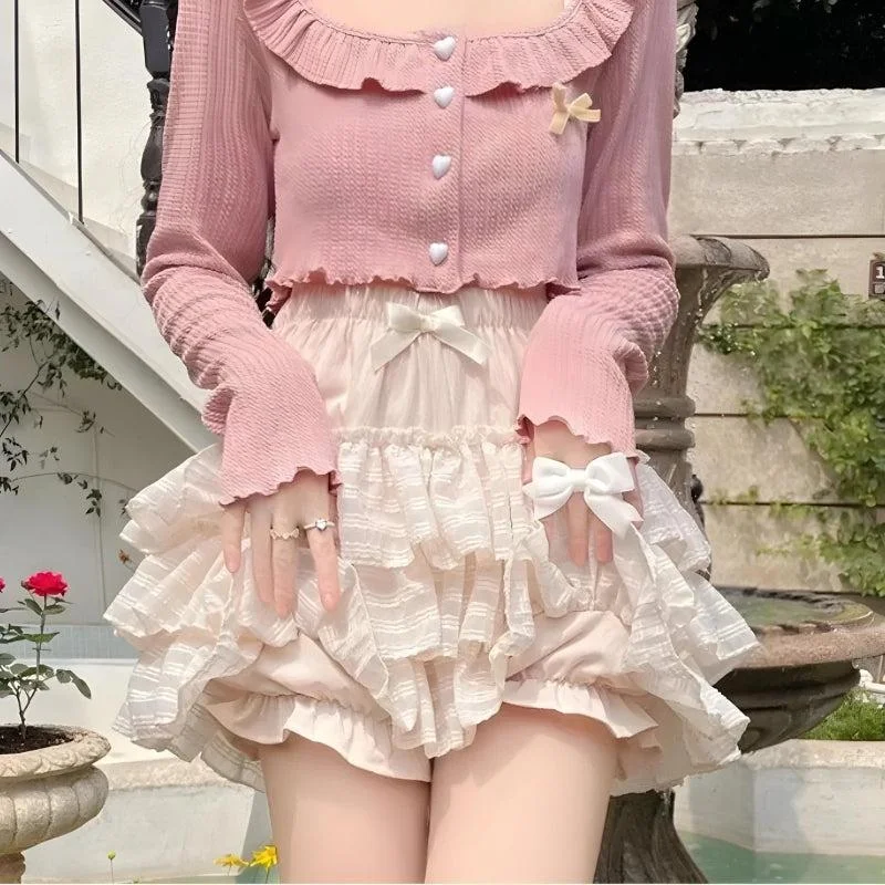 Brownm Ruffle Mini Skirt