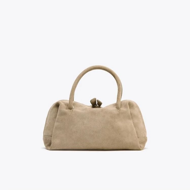 WOMEN'S SUEDE BOWLING BAG, New Fashion Handbag Purse For Women, Luxury Designer Croosbody Boston Bag for Ladies Small Totes sacs