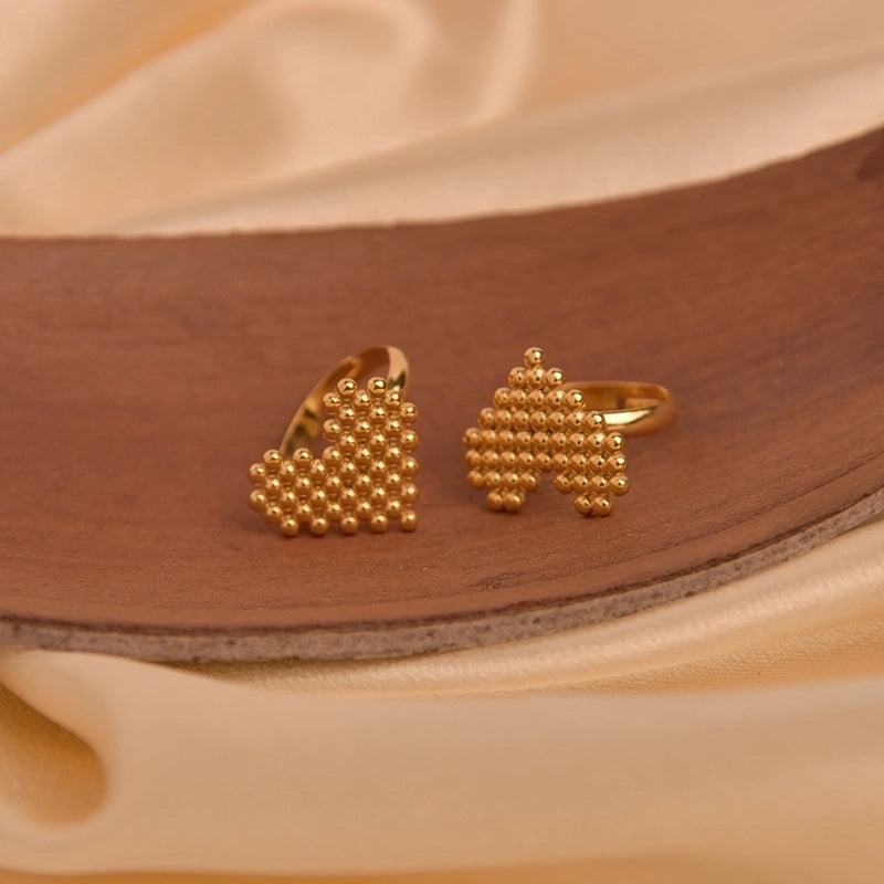 Sweet Minimalist Heart Shape 304 Stainless Steel 14K Gold Plated Plating Open Rings