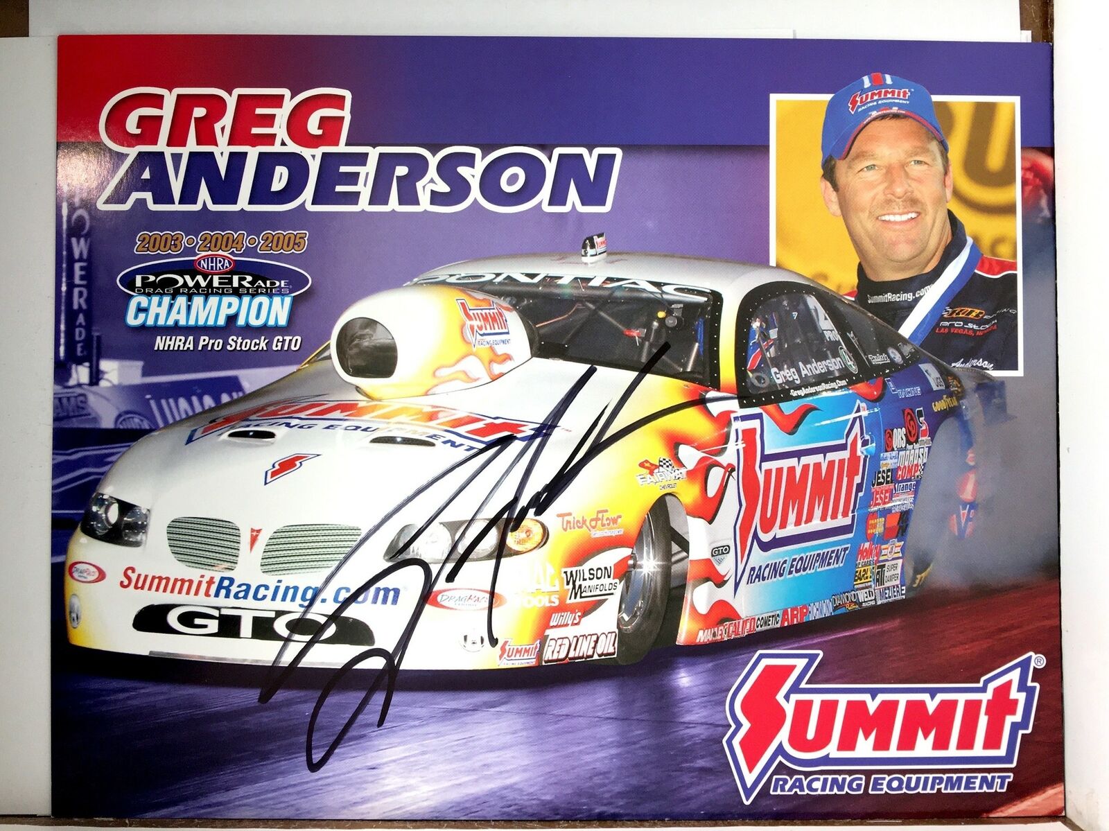 Greg Anderson Signed 8.5x11 Photo Poster painting Promo Hero Card Postcard NHRA  SHIP Auto