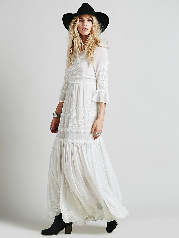 Women’s Spring and Autumn Bohemian Embroidered Long Fairy Dress