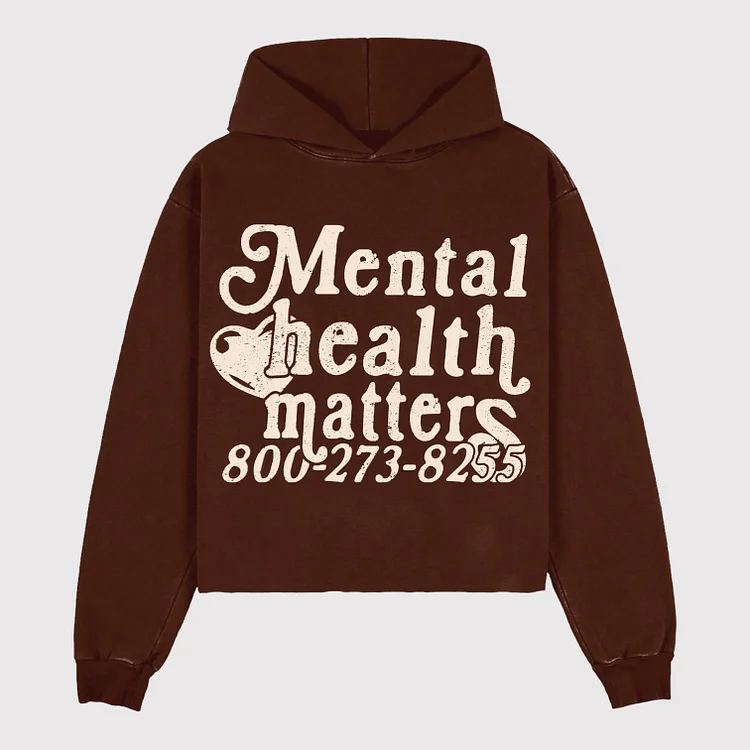 Mental Health Matters Graphic Print Pullover Hoodie SOPULA