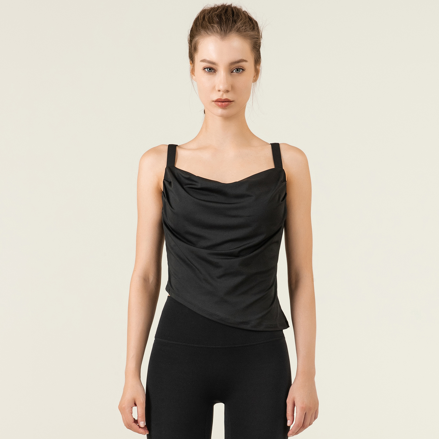 Different types of irregular hem loose polyester comfort gym tank top vest with remobavle cups online shopping on Hergymclothing