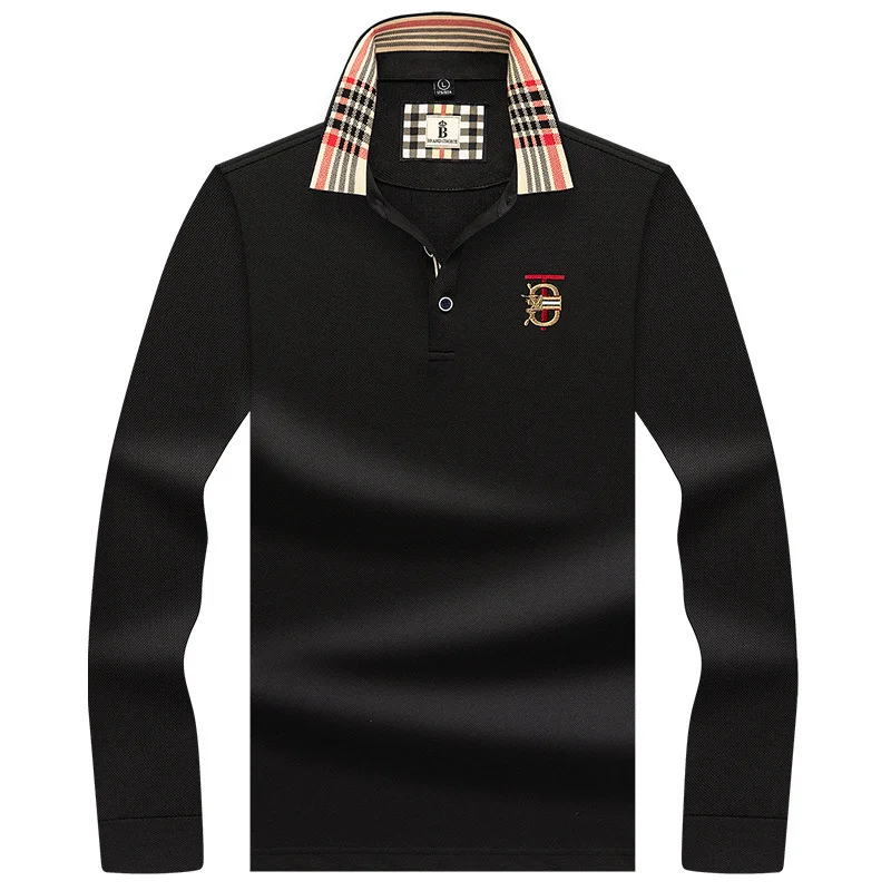 Autumn long sleeved casual fit business men's polo shirt