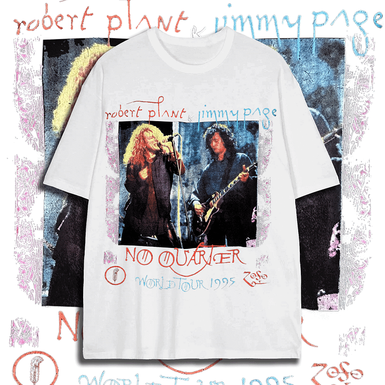 Davidhawaii100% Cotton Casual Trendy Rock Photo Double-sided White T-shirt - 100% Cotton