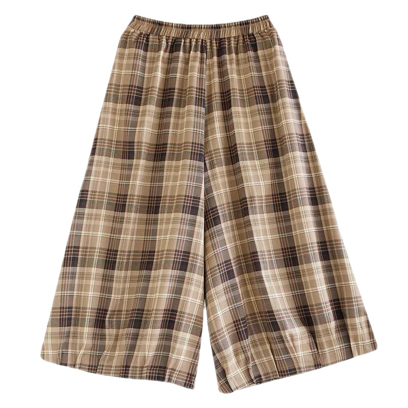 Loose Plaid Wide Leg Pants
