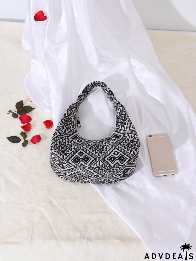 Geometric Graphic Baguette Bag