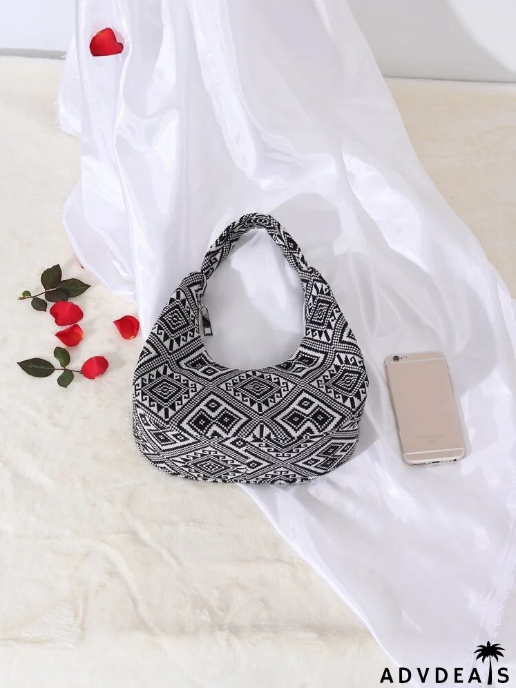 Geometric Graphic Baguette Bag