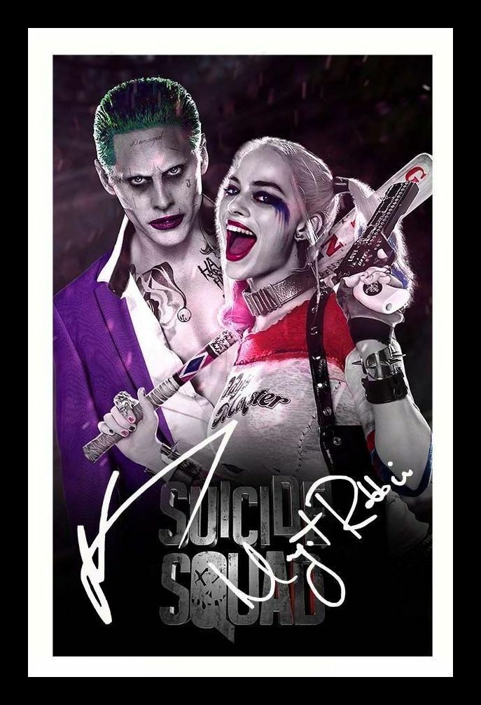 Margot Robbie & Jared Leto - Suicide Squad Autograph Signed & Framed Photo Poster painting