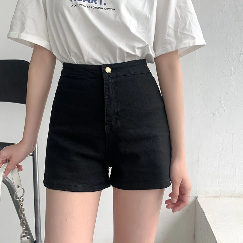 Women Shorts Denim Trousers Loose Hole Design Bandage Vintage High Waist All-match Streetwear Students Korean Stylish Chic Retro