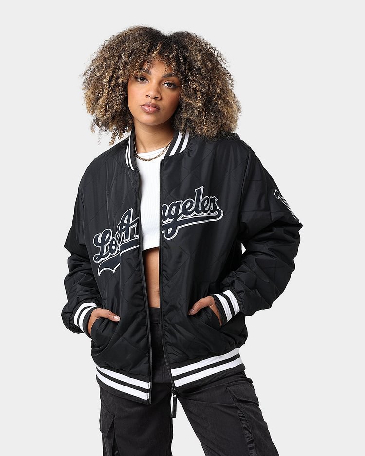 Majestic Athletic Los Angeles Dodgers Tonals Quilt Varsity Jacket Black