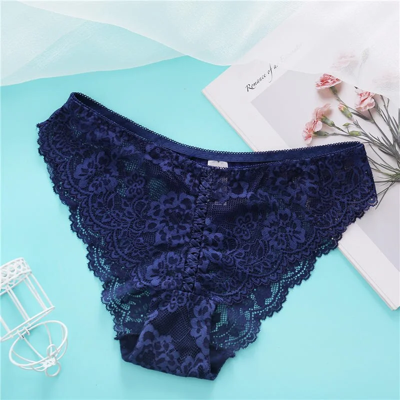 Sexy Lace Panties Perspective Underwear Women Underpants Front Cross Design Soft Cotton Crotch Panties Lingerie for Female Panty