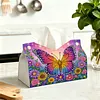 DIY Diamond Art Tissue Box Holder Butterfly PU Leather Diamond Art Desktop Organizer Resin Rhinestone Storage Organizers Gem Art Home Office Decor Craft Gift