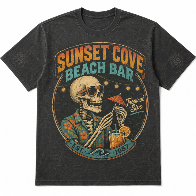 Surf Sunset Cove Cotton T-Shirt