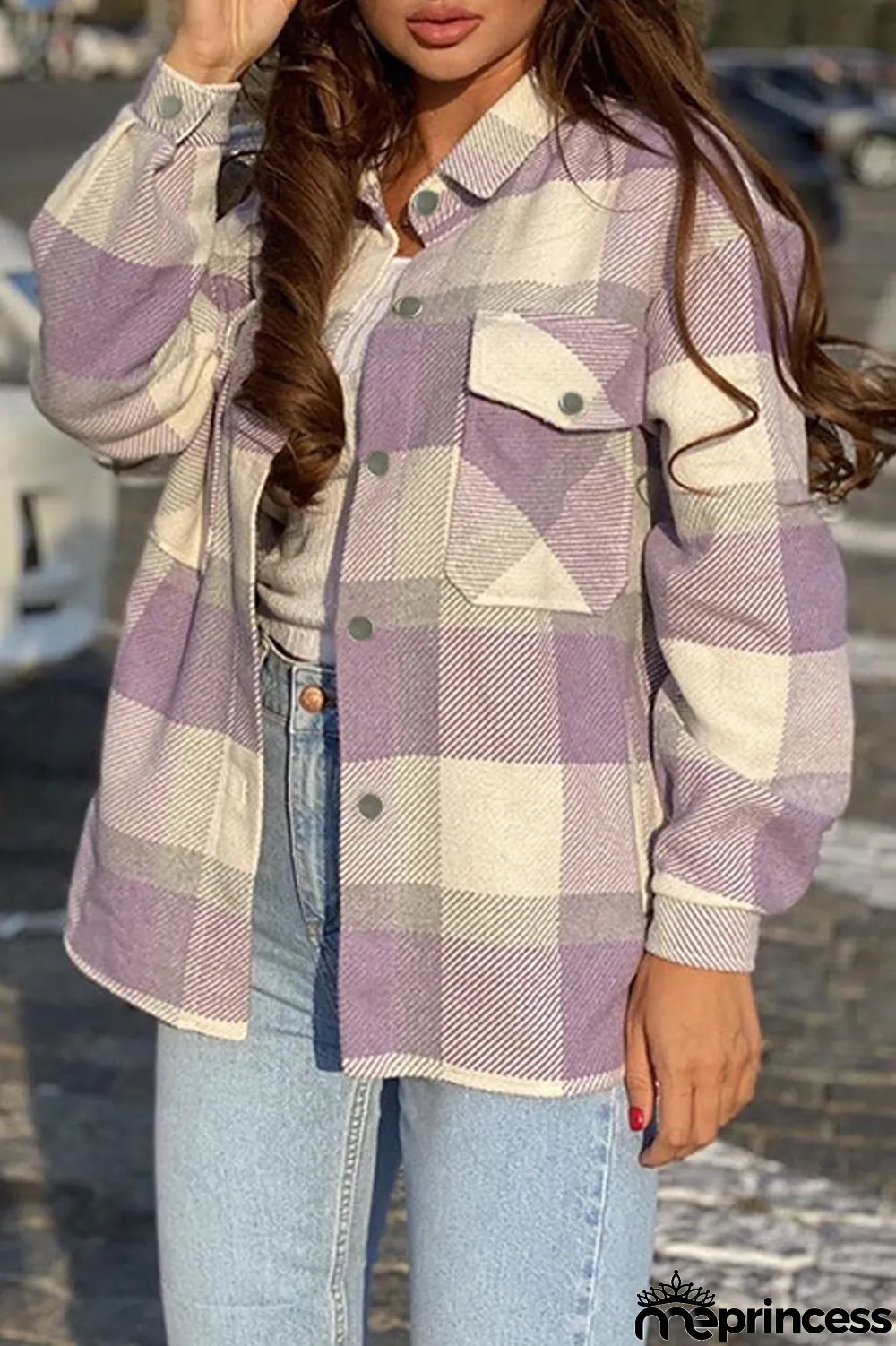 Long Sleeve Casual Plaid Lapel Coat