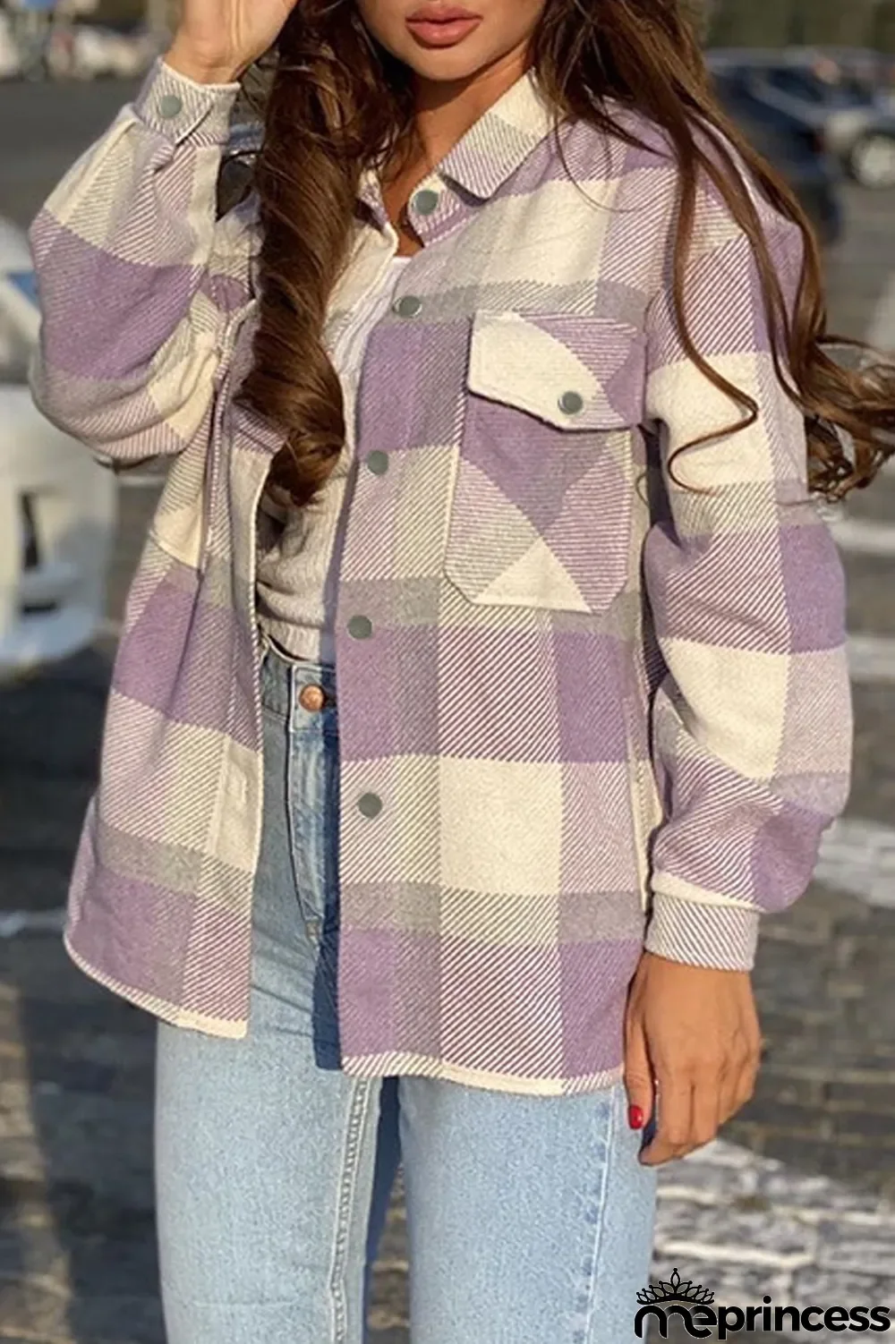 Long Sleeve Casual Plaid Lapel Coat