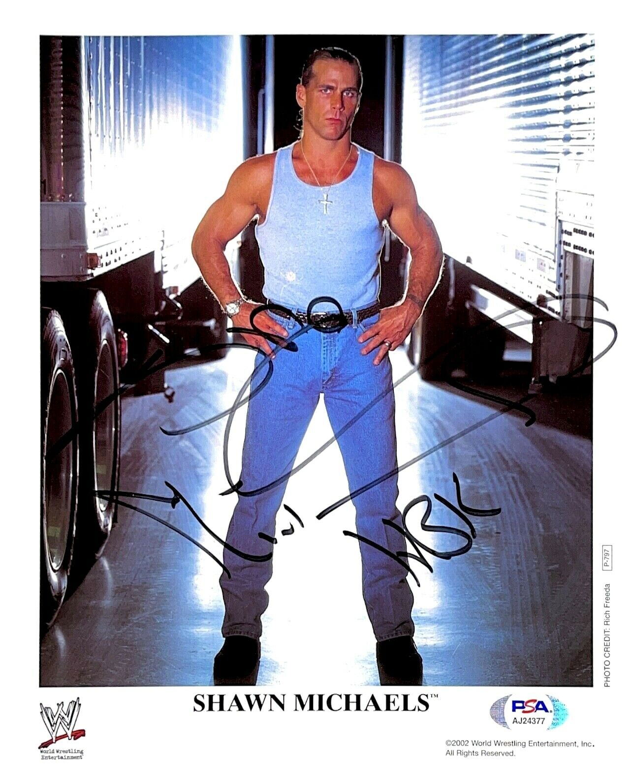 WWE SHAWN MICHAELS P-797 HAND SIGNED AUTOGRAPHED 8X10 PROMO Photo Poster painting WITH PSA COA