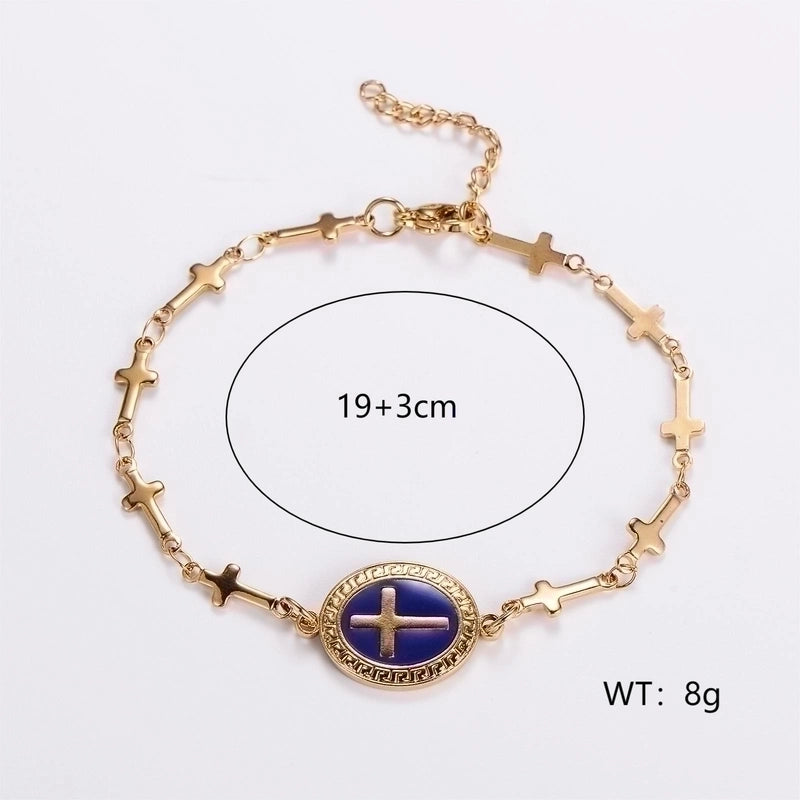 Elegant Streetwear Cross 304 Stainless Steel 18K Gold Plated Bracelets In Bulk