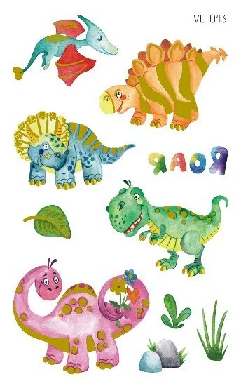 24 kinds Cartoon Dinosaur Bronzing Tattoo Sticker Child Temporary Stickers Body Tatoo for Kids Cute Waterproof Temporary Tattoos