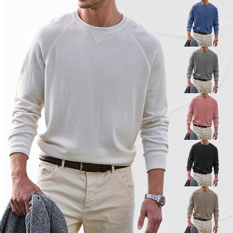 Basic Plain Round Neck Long Sleeve Sweatshirt