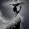 Pearl Lady Silhouette 5D DIY Diamond Art Painting Kit Partial Drill 30x30cm