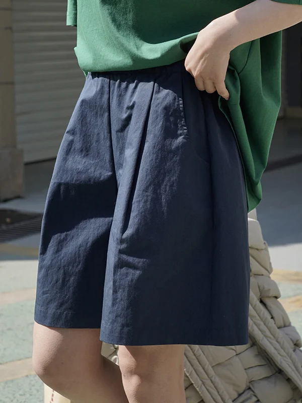 High Waisted Wide Leg Pure Color Shorts Bottoms