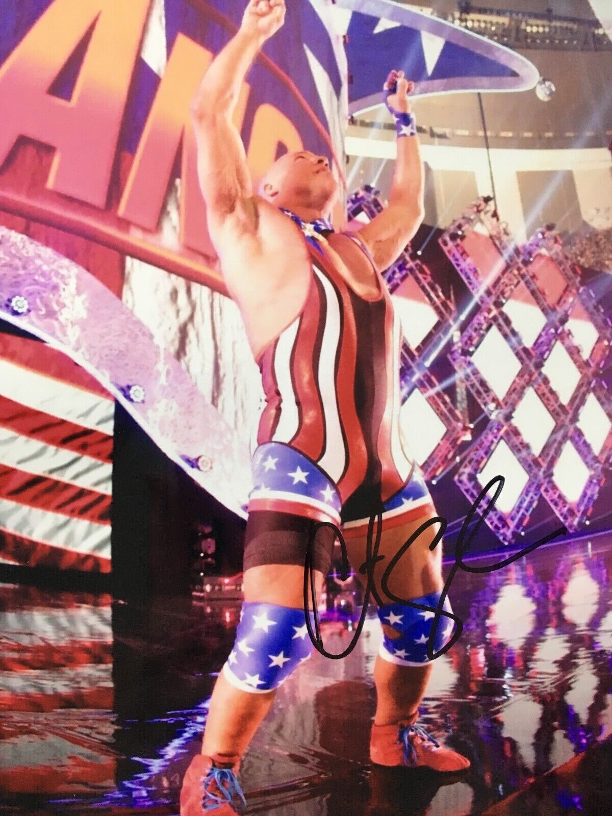 KURT ANGLE - AMERICAN PRO WRESTLER - EXCELLENT SIGNED COLOUR Photo Poster paintingGRAPH