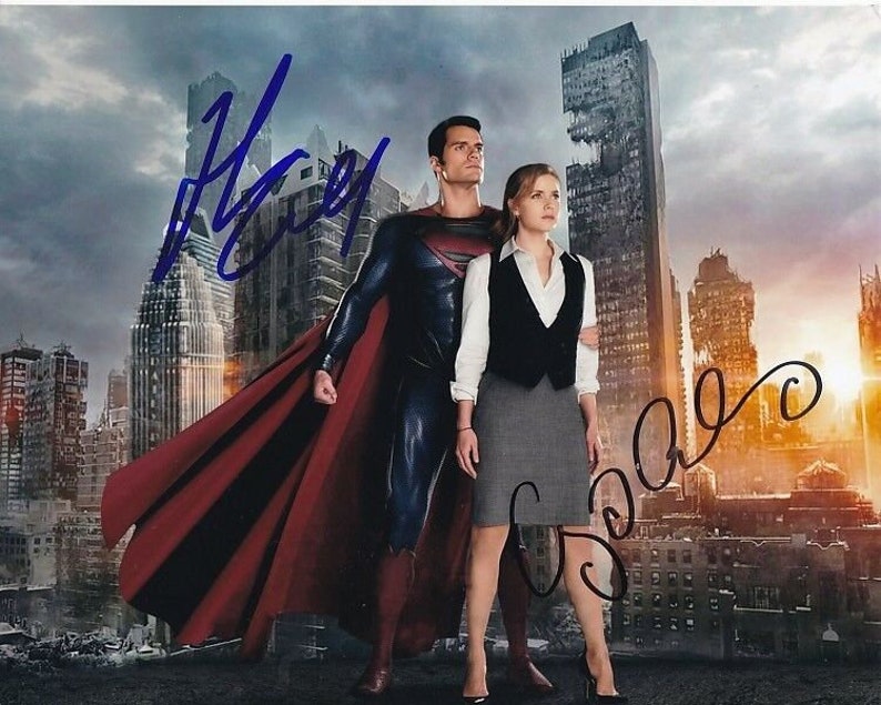 Henry cavill and amy adams signed autographed man of steel superman Photo Poster painting